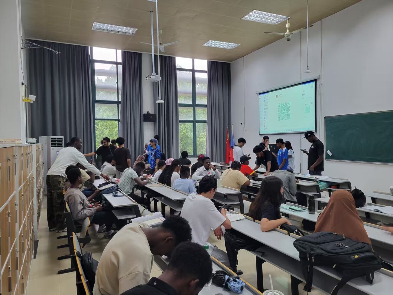 International students from Africa, Asia and the Middle East in a lecture at a Chinese university